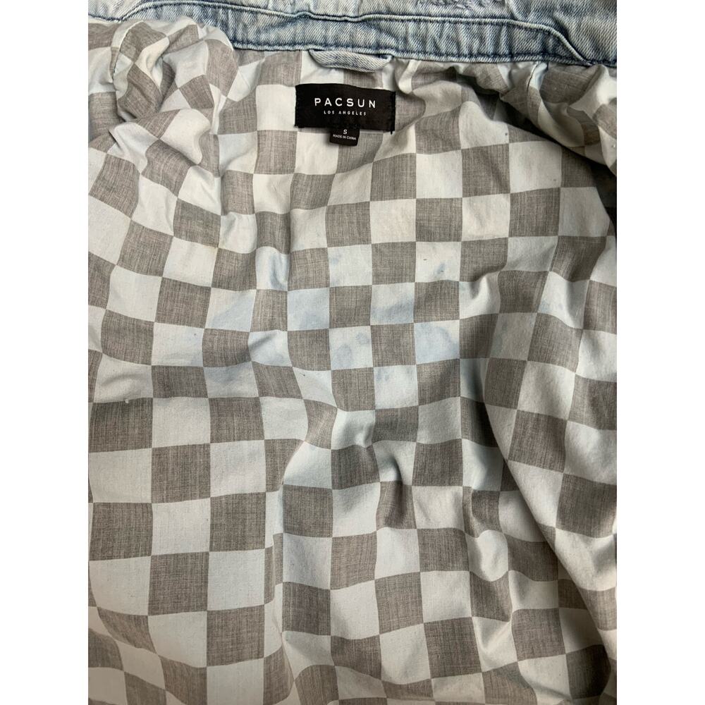 PacSun Cotton Distressed Denim Jean Jacket Men's Small - Picture 9 of 10